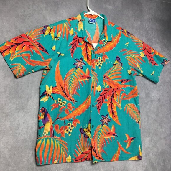 Pipeline Mens Floral Hawaiian Shirt size‎ Medium Short Sleeve Button Up Made USA - Picture 2 of 12
